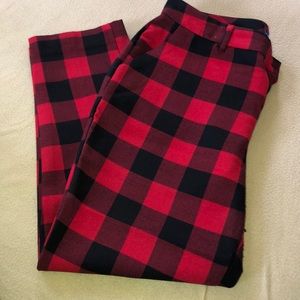 Old Navy Bonded Harper Red Plaid Slacks